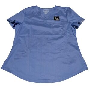 Cherokee Workwear Revolution Women Medium Shortsleeve Tuck-It-In Scrub Top Blue